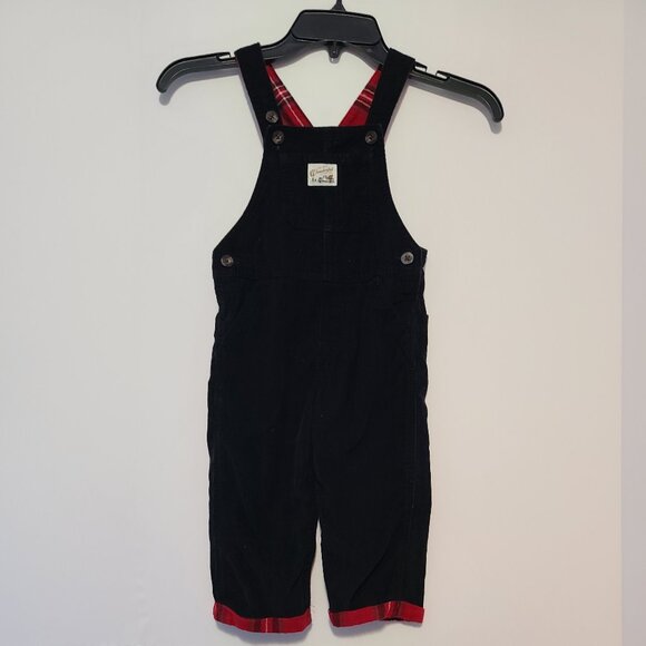 CARTER'S BOY 2 PIECE CHRISTMAS OVERALL SET- BLACK CORDURY + SHIRT SIZE 24 MONTHS - Picture 7 of 14